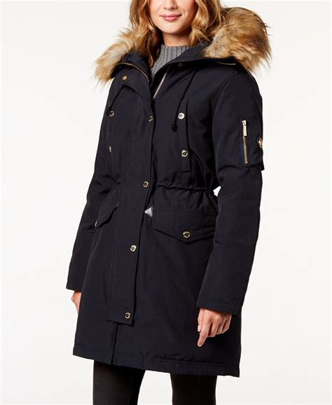 michael michael kors faux fur-trim hooded parka|michael kors benson parka.